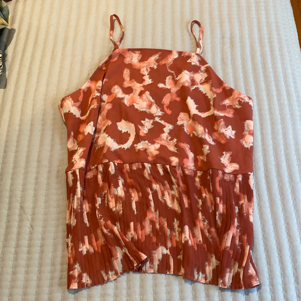 Nine West watercolor camisole with pleated bottom